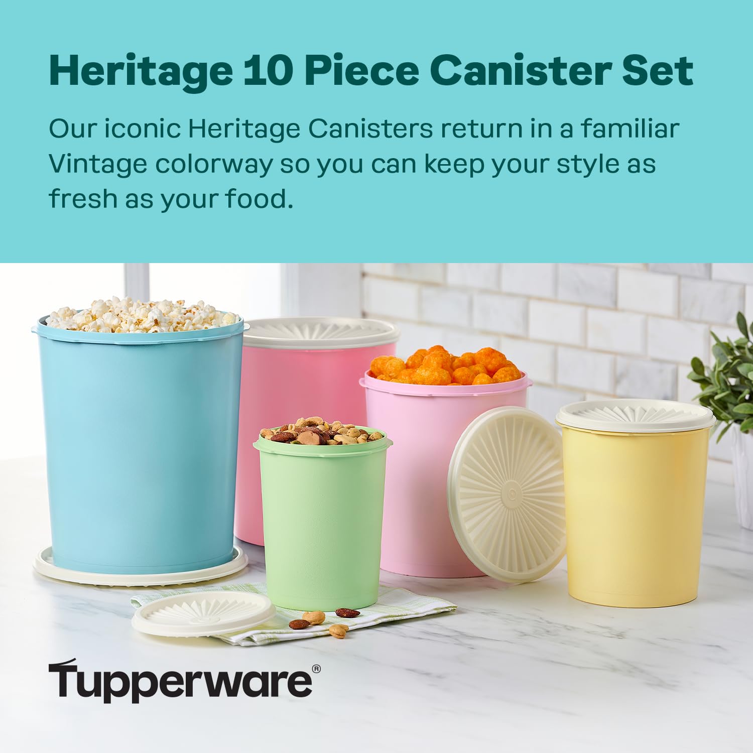 Tupperware ビンテージキャニスターセット 10ピース Amazon.com: Tupperware Heritage Collection 10 Piece Nested